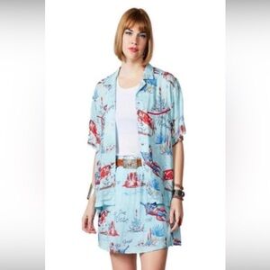 Double D Ranch Aqua and Red Two-Piece Set